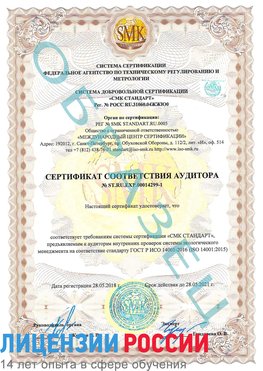 Образец сертификата соответствия аудитора №ST.RU.EXP.00014299-1 Усолье-Сибирское Сертификат ISO 14001